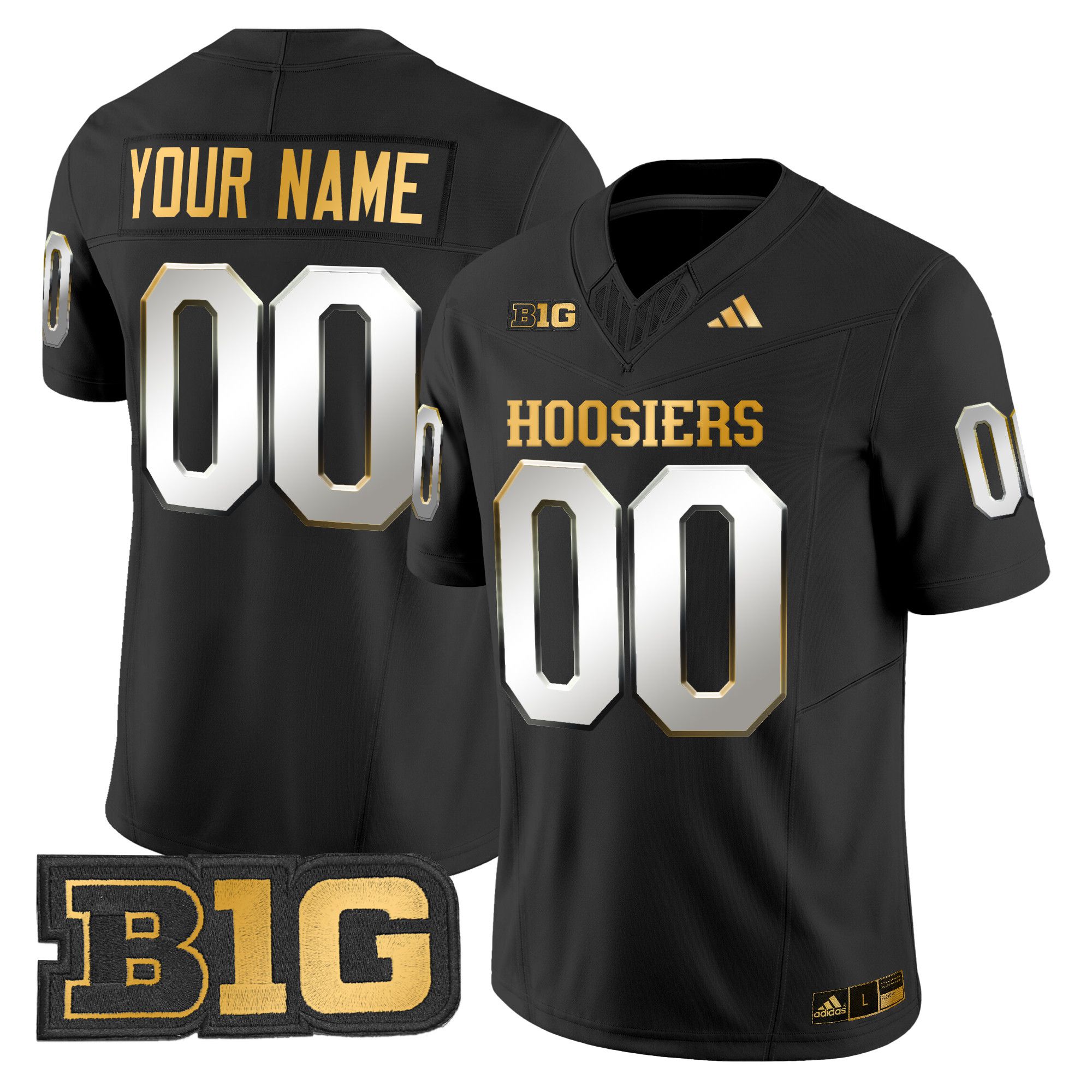 Men Indiana Hoosiers Black 2024 Gold Vapor Limited Custom NCAA Jersey style 2->customized ncaa jersey->Custom Jersey